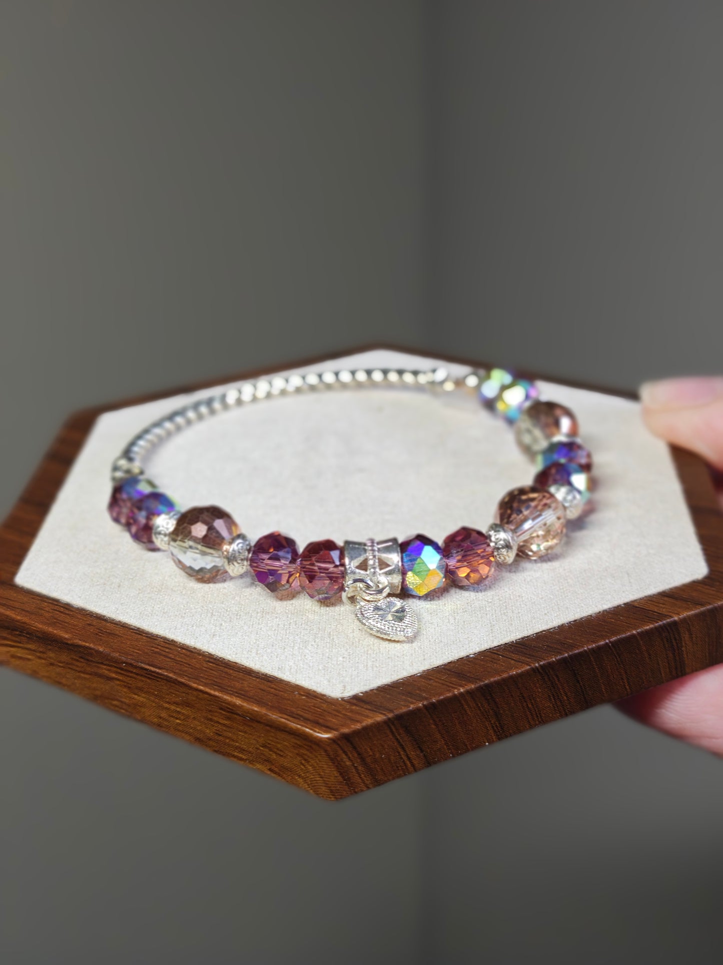 Deep Wine and Silver Bracelet