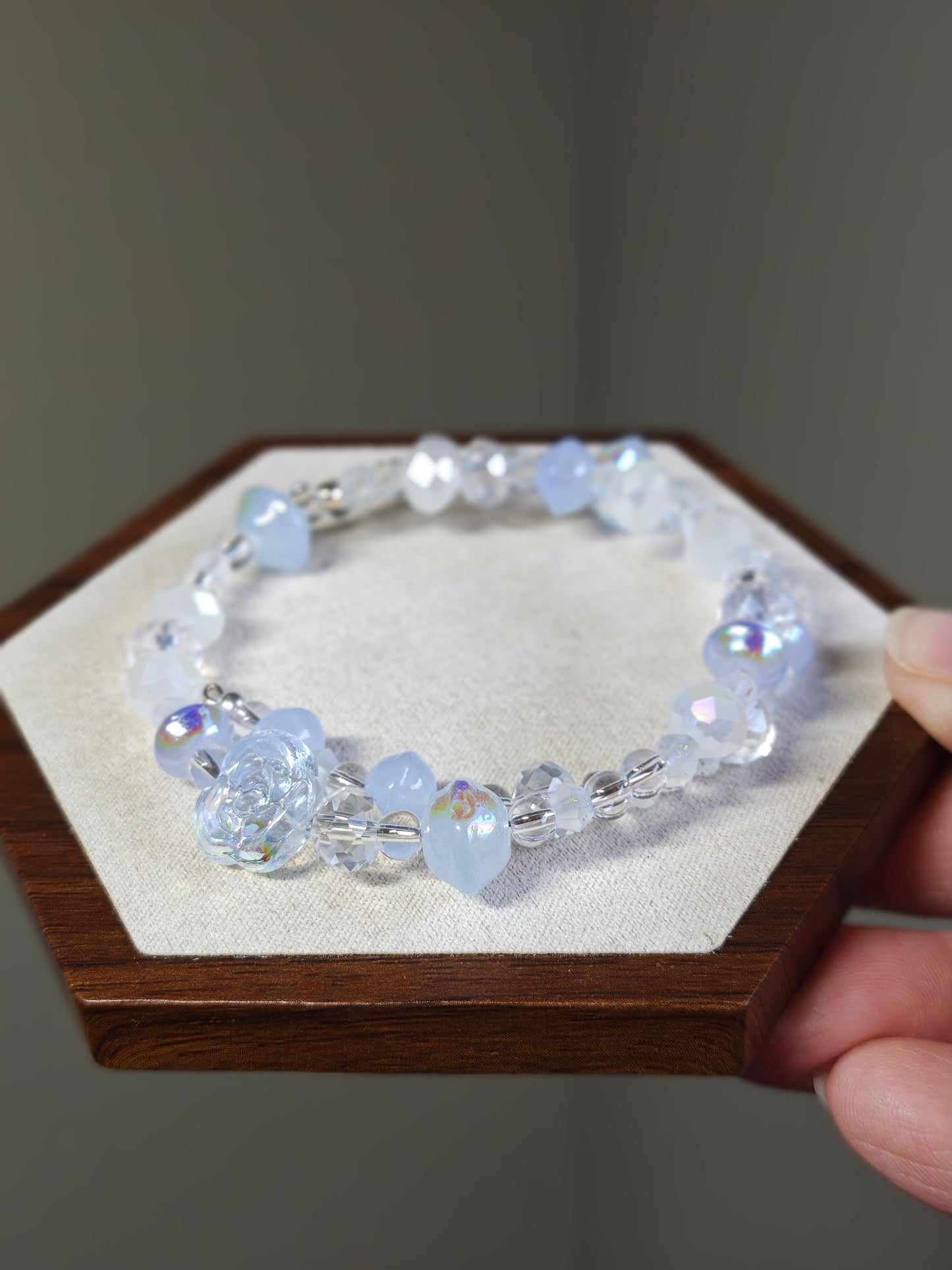 Soft Blue and White Bangle Bracelet
