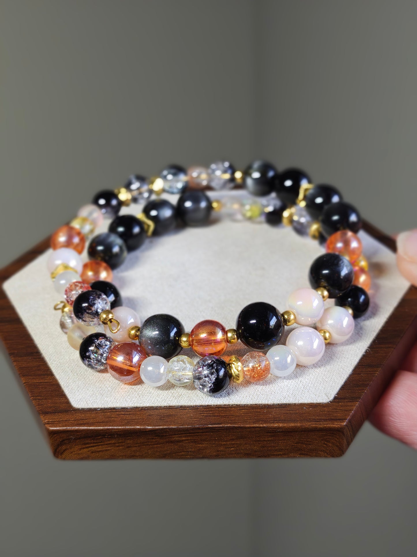 Black and Orange Bangle Bracelet