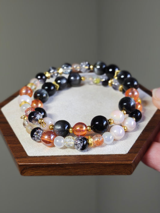 Black and Orange Bangle Bracelet